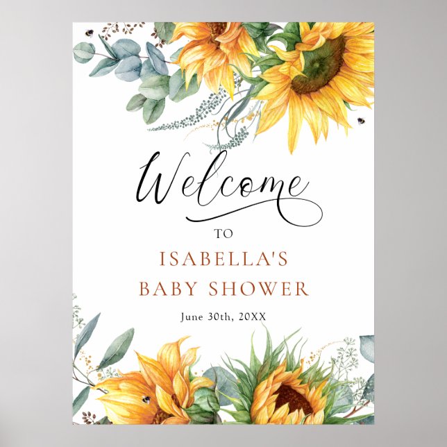 Sunflower Baby Shower Welcome Sign (Front)