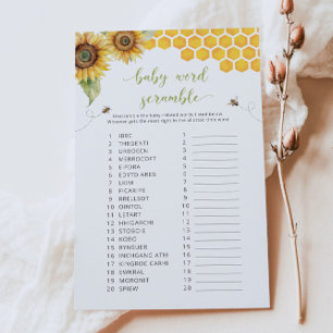 Sunflower Baby Word Scramble Baby Shower Game