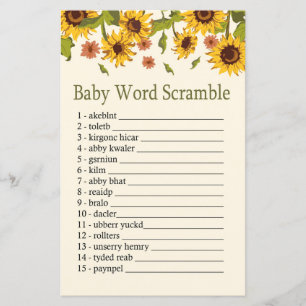 Sunflower Baby word scramble game