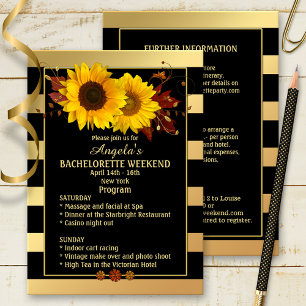 Sunflower Bachelorette Weekend Program Invitation