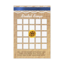 Sunflower Ball Lace & Burlap Bridal Shower Bingo