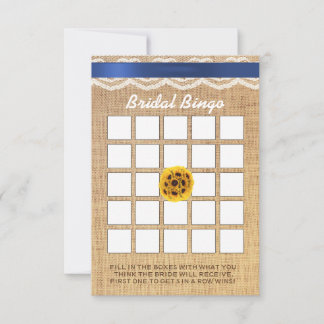 Sunflower Ball Lace & Burlap Bridal Shower Bingo