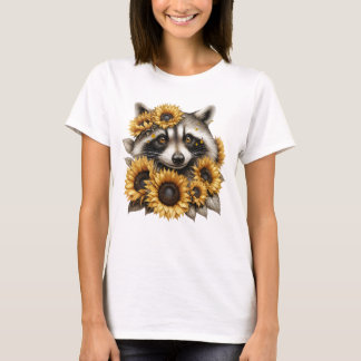 Sunflower Bandit – Cute Raccoon Woodland T-Shirt