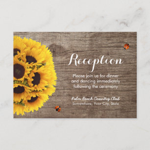 Sunflower Barn Wood Rustic Wedding Reception Invitation