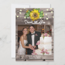 Sunflower Barn Wood Thank You Card