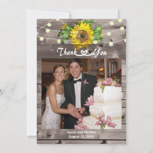 Sunflower Barn Wood Thank You Card