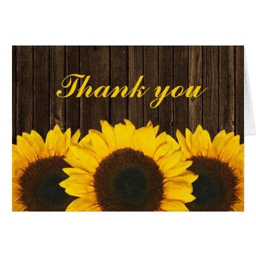 Sunflower Barn Wood Thank You Cards | Zazzle