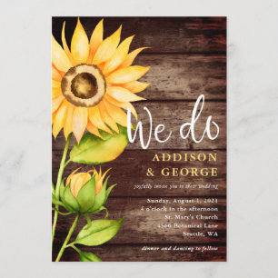 Sunflower Barn Wood We Do Wedding Invitation