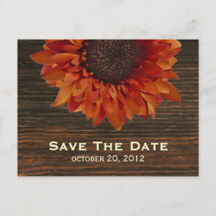 Sunflower & Barnwood Save The Date Postcard