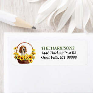 Sunflower Basket Beagle Hound Dog Return Address