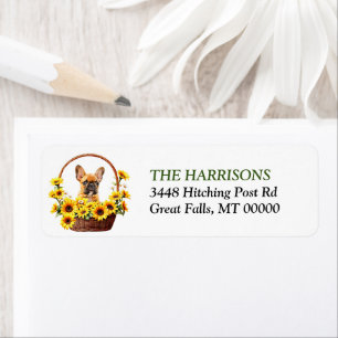 Sunflower Basket French Bulldog Return Address