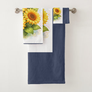 Sunflower Bath Towel Set Watercolor