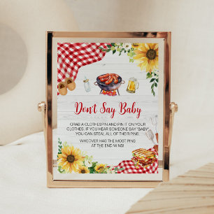 Sunflower BBQ Baby Shower Don't Say Baby Poster