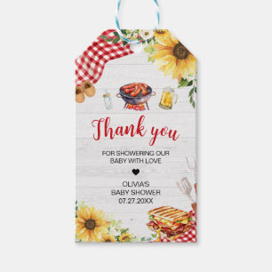 Sunflower BBQ Baby Shower Favour Tags