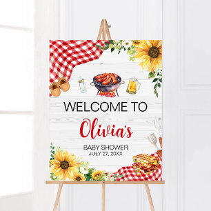 Sunflower BBQ Baby Shower Welcome Poster