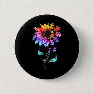 Sunflower Be Kind Puzzle Piece Autism Awareness Mo 6 Cm Round Badge