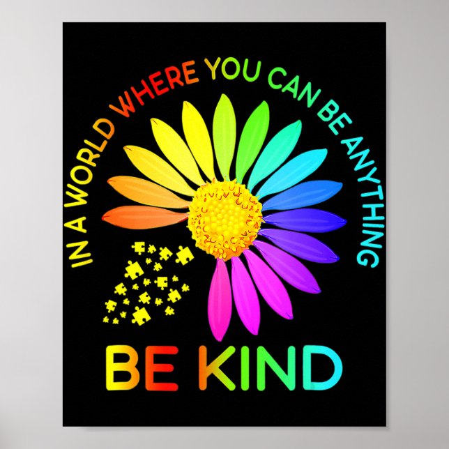 Sunflower Be Kind Puzzle Support Autism Awareness  Poster (Front)