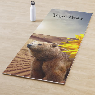 Sunflower Bear Floral Yoga Mat