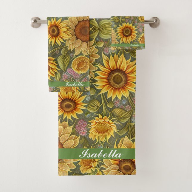 Sunflower Beautiful Modern Collection Bath Towel Set (Insitu)