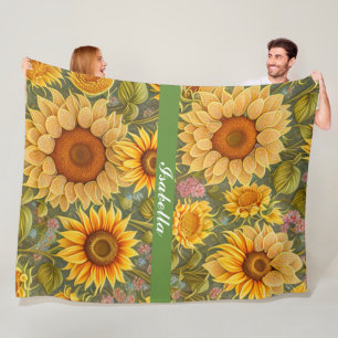 Sunflower Beautiful Modern Collection Fleece Blanket