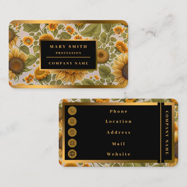 Sunflower Beautiful Trendy Collection Business Card (Front/Back)