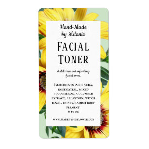 Sunflower Beauty Personal Care Toner Product Label