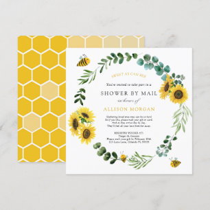 Sunflower Bee Baby Shower by Mail Invitation