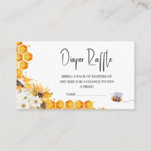 Sunflower Bee Baby Shower Diaper Raffle Enclosure Card