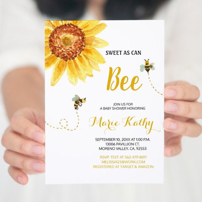Sunflower Bee Baby Shower Invitation (Creator Uploaded)