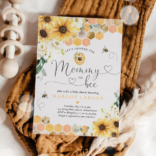 Sunflower Bee Baby Shower Mummy To Bee Baby Shower Invitation