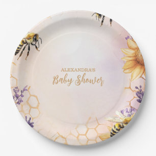 Sunflower Bee Baby Shower Mummy To Bee Baby Shower Paper Plate