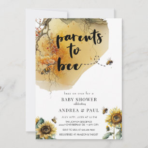 Sunflower Bee   Bee Baby Shower Invitation