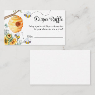 Sunflower Bee Diaper Raffle Ticket Baby Shower Enclosure Card