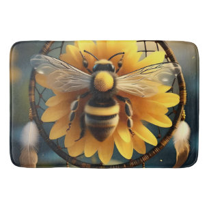 Sunflower Bee Dreamcatcher, Bath Mat