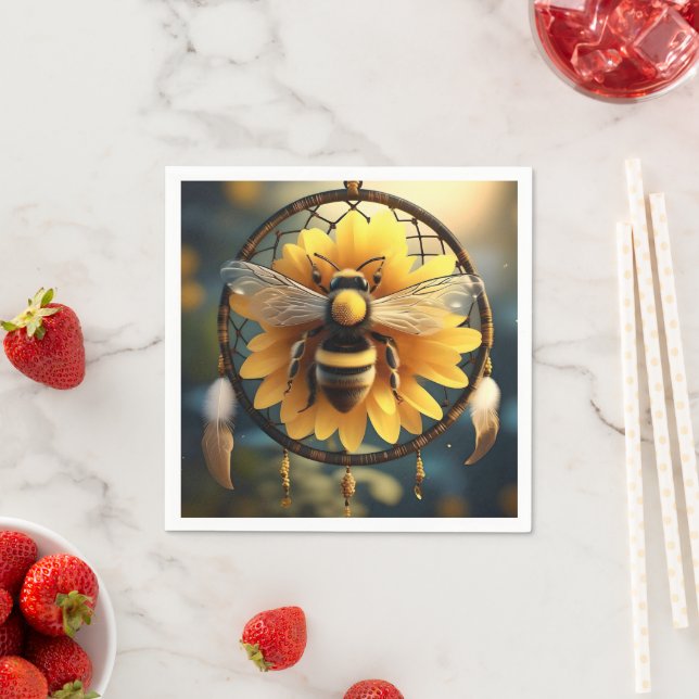 Sunflower Bee Dreamcatcher,  Napkin (Insitu)