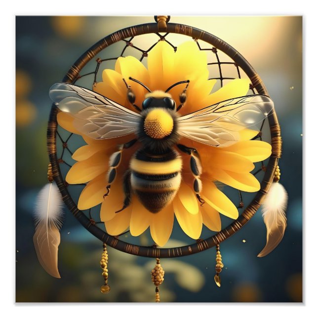 Sunflower Bee Dreamcatcher,  Photo Print (Front)