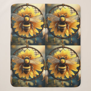 Sunflower Bee Dreamcatcher,  Sherpa Blanket