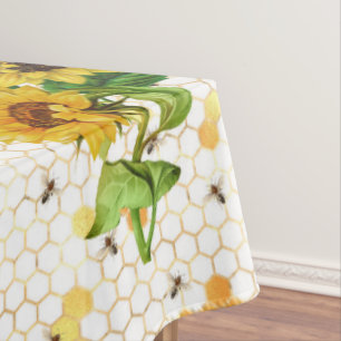 Sunflower Bee Hive Honeycomb Golden Honey  Tablecloth