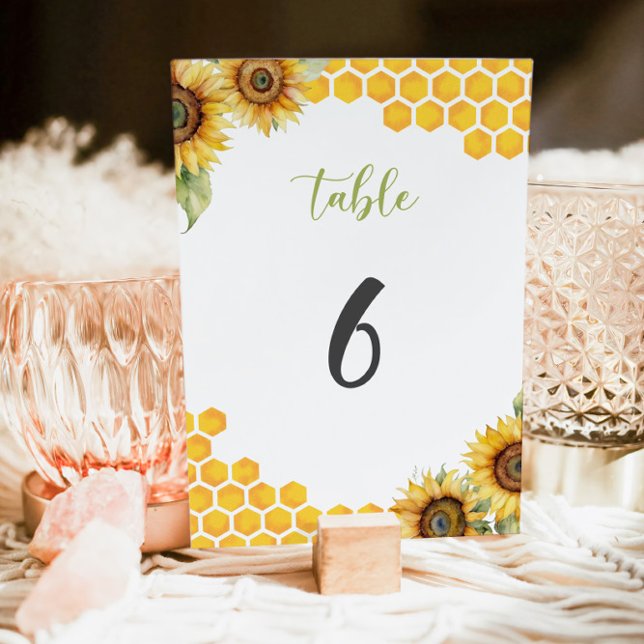 Sunflower Bee Honey Baby Shower Table Number (Creator Uploaded)