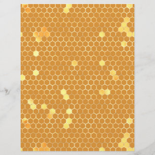 Sunflower Bee Honeycomb Scrapbook Paper Sheet