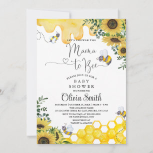 Sunflower Bee Mama to Bee Floral Baby Shower Invitation