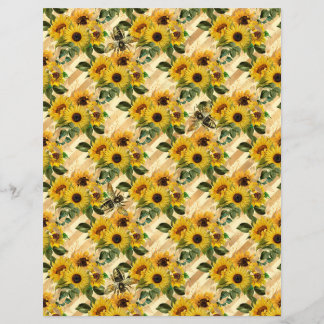 Sunflower Bee Scrapbook Paper Sheet
