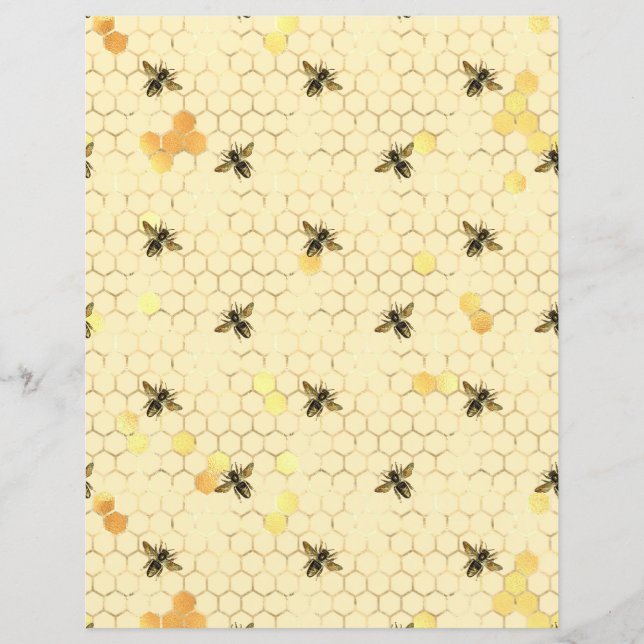 Sunflower Bee Scrapbook Paper Sheet (Front)