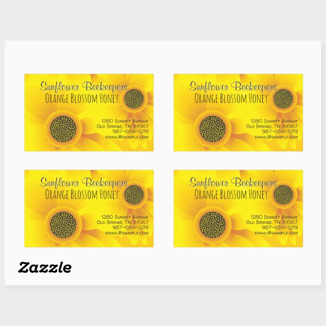 Sunflower Beekeeper Honey Jar Rectangular Sticker (Sheet)