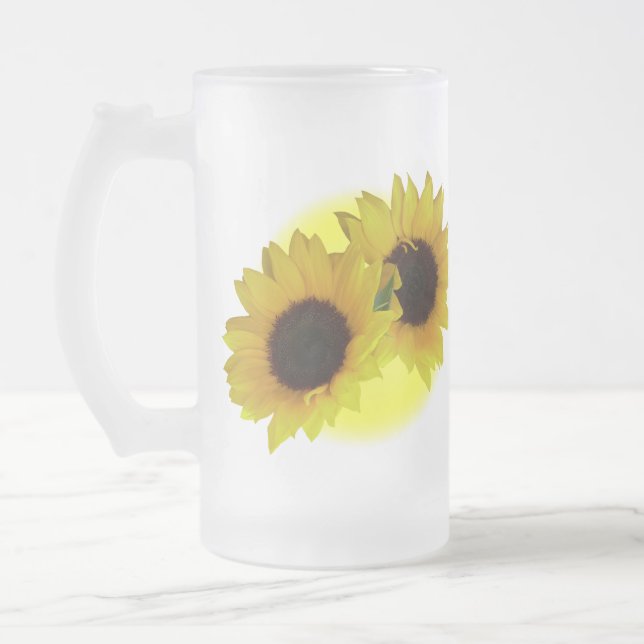 Sunflower Beer Mug Cheerful Yellow Sunflower Mugs (Left)