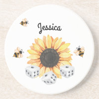 Sunflower Bees Floral Dice Bunco Monogram