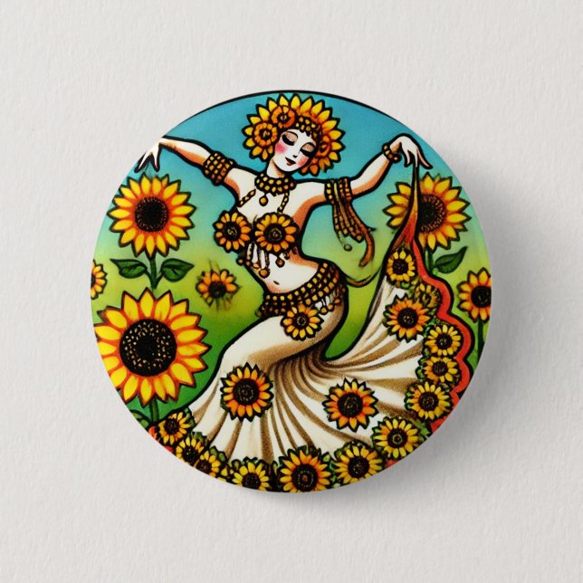 Sunflower Belly Dancer                             6 Cm Round Badge (Front)