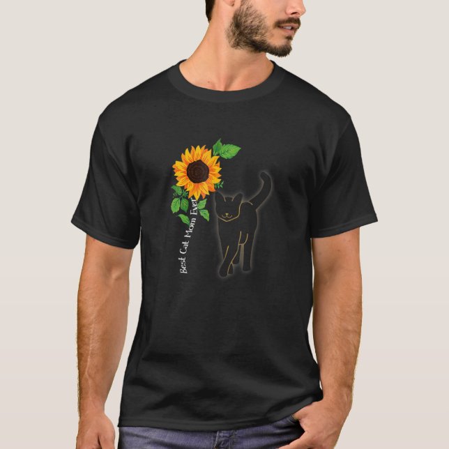 Sunflower Best Cat Mum Ever Feline Whisperer Cat O T-Shirt (Front)