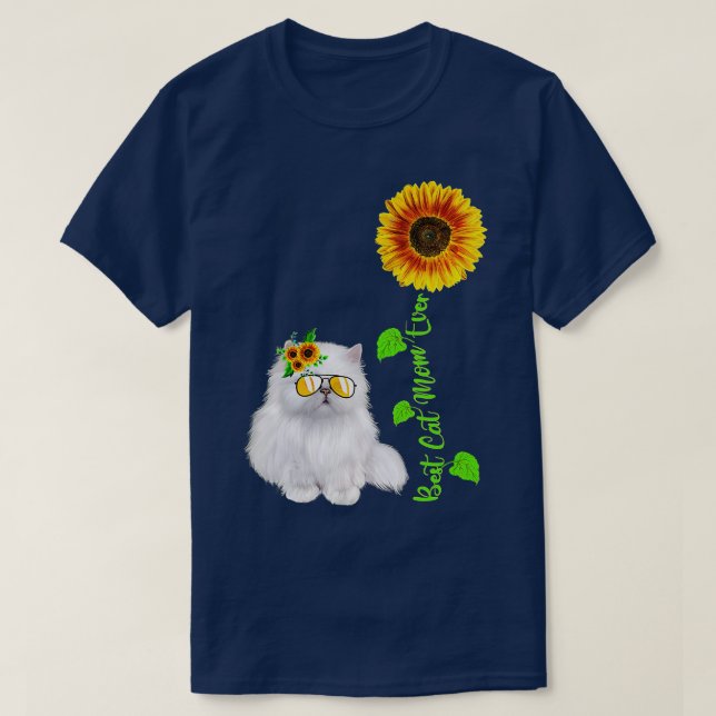 Sunflower Best Cat Mum Ever Kitten Cat Lovers Moth T-Shirt (Design Front)