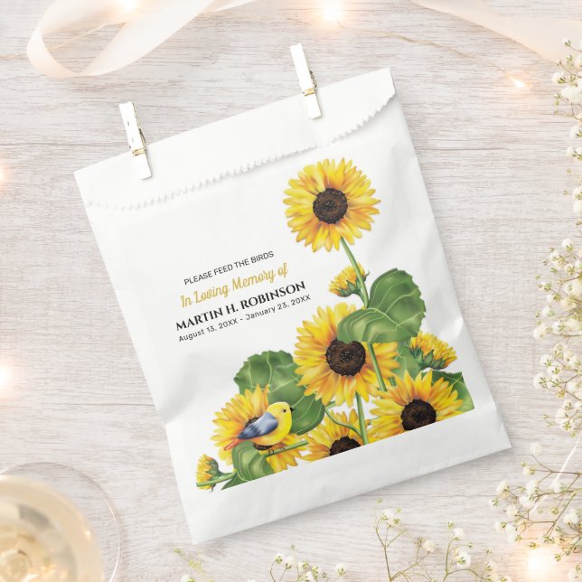 Sunflower Bird Seed Packet Funeral Memorial Favour Bags (Clipped)